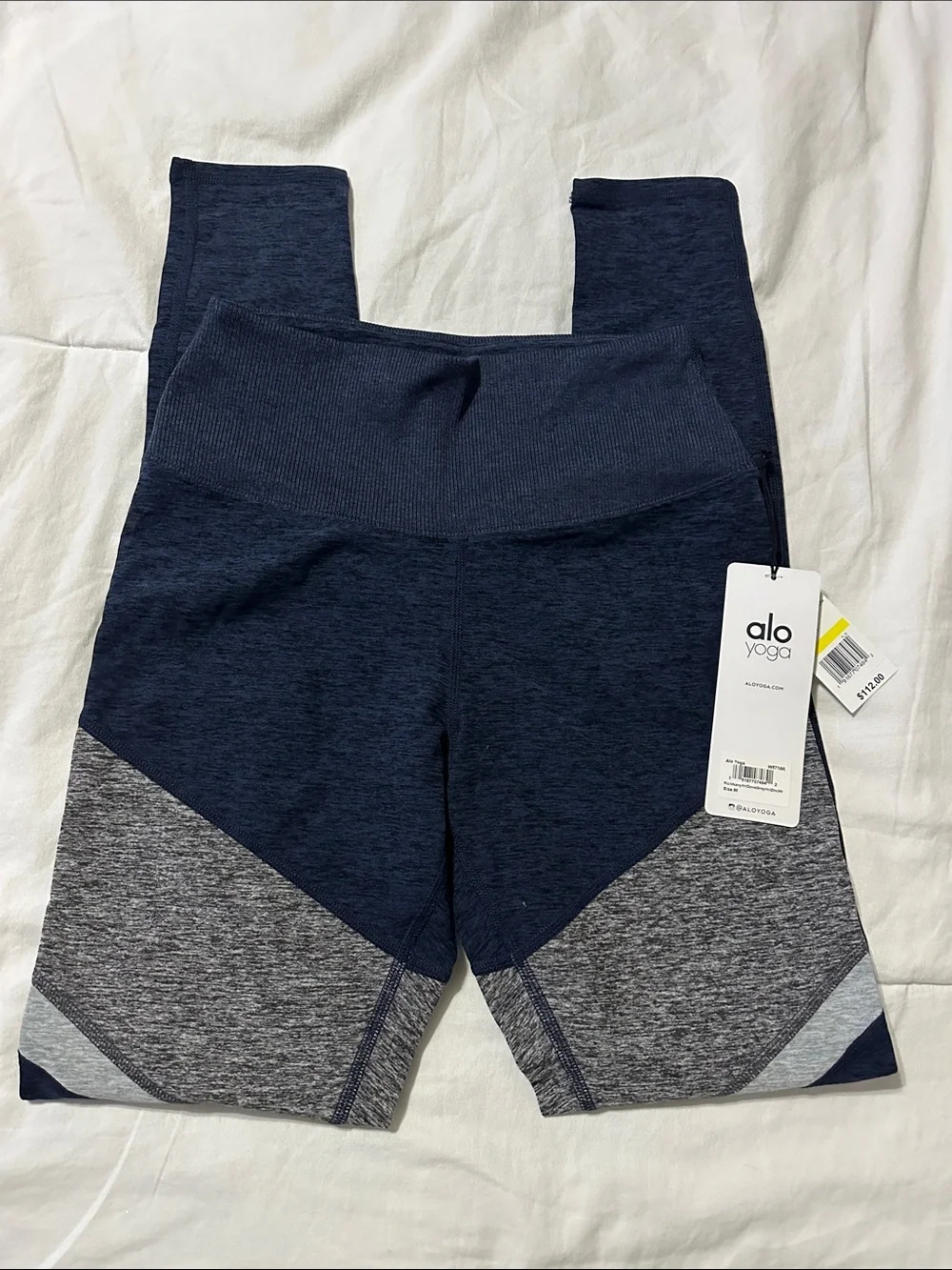 ALO Yoga Navy and Gray Colorblock Leggings - Picture 1 of 1